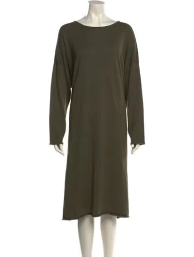 Pre-owned Eskandar Bateau Neckline Midi Length Dress In Green