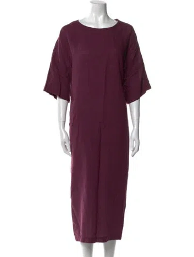 Pre-owned Eskandar Bateau Neckline Midi Length Dress In Purple