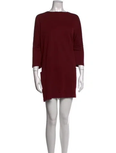 Pre-owned Eskandar Bateau Neckline Mini Dress In Burgundy