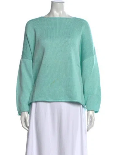 Pre-owned Eskandar Bateau Neckline Sweater In Blue/green
