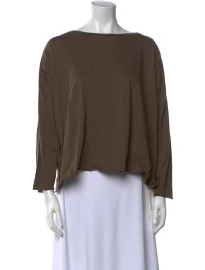 Pre-owned Eskandar Bateau Neckline Three-quarter Sleeve Blouse In Brown