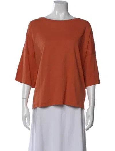 Pre-owned Eskandar Bateau Neckline Three-quarter Sleeve Top In Orange