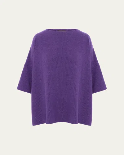 Eskandar Bateau-neck Moss Stitch Cashmere Sweater In Purple