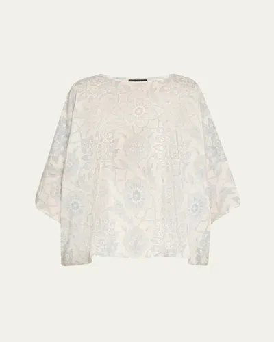 Eskandar Boat-neck Silk Top (mid Length) In Vintageblue