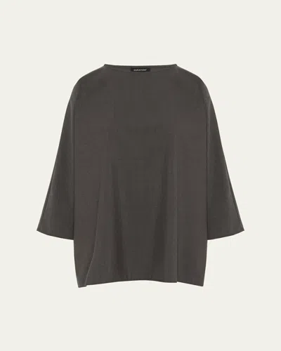 Eskandar Boat Neck Top (long Length) In Bark