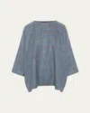 Eskandar Boat-neck Top (long Length) In Fadedblue