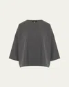 Eskandar Boat Neck Top (mid Length) In Lightgrey