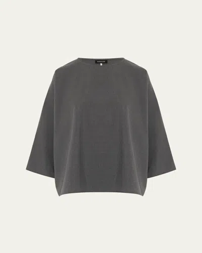 Eskandar Boat Neck Top (mid Length) In Lightgrey
