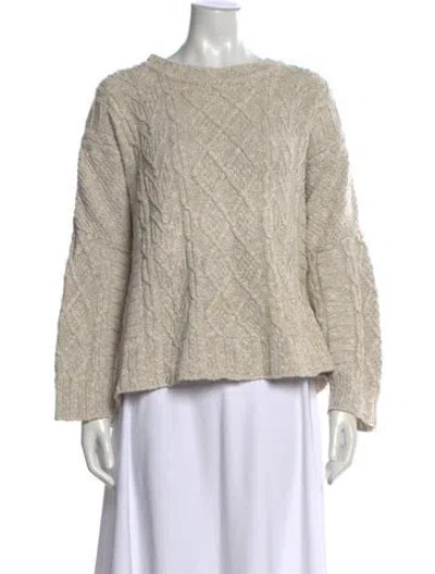 Pre-owned Eskandar Cable Knit Patterned Sweater In Neutrals