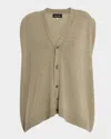 Eskandar Cashmere A-line Sleeveless V-neck Cardigan (mid Plus Length)