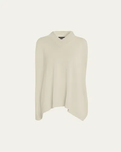 Eskandar Cashmere A-line Sleeveless Crossover V-neck Sweater - Long Length In White