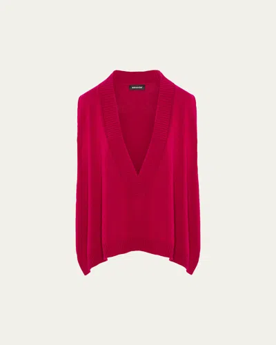 Eskandar Cashmere A-line Sleeveless Deep V-neck Sweater In Red