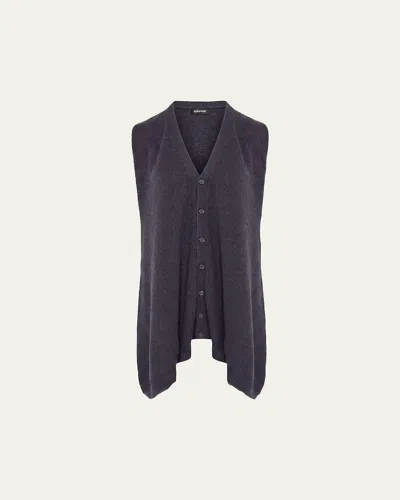 Eskandar Cashmere A-line Sleeveless Long V-neck Sweater In Gray