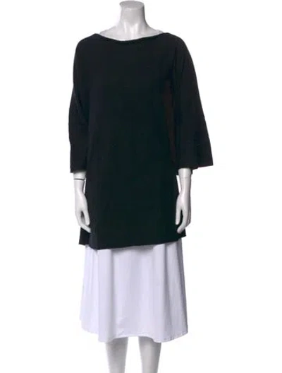 Pre-owned Eskandar Cashmere Bateau Neckline Sweater In Black