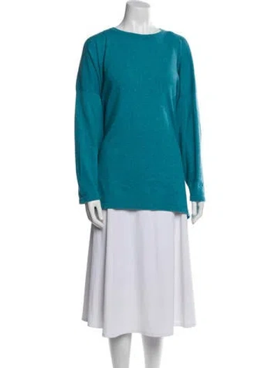 Pre-owned Eskandar Cashmere Bateau Neckline Sweater In Blue