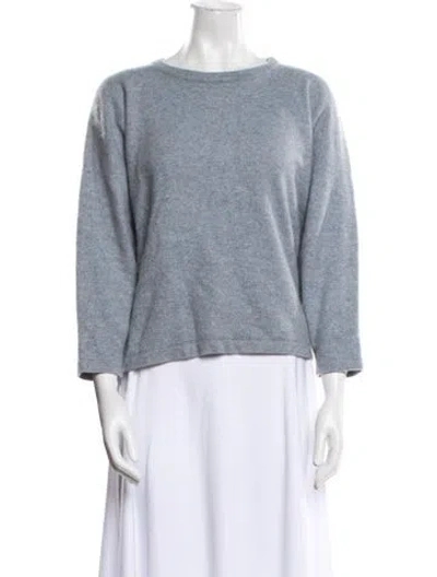 Pre-owned Eskandar Cashmere Bateau Neckline Sweater In Blue