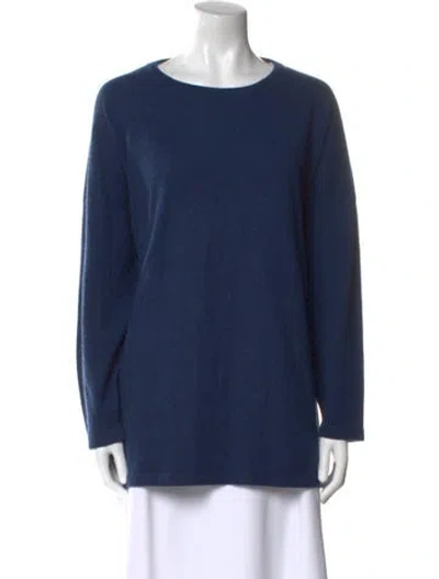 Pre-owned Eskandar Cashmere Bateau Neckline Sweater In Blue