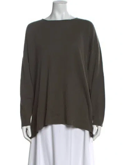 Pre-owned Eskandar Cashmere Bateau Neckline Sweater In Green