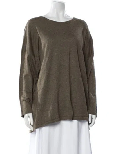 Pre-owned Eskandar Cashmere Bateau Neckline Sweater In Green