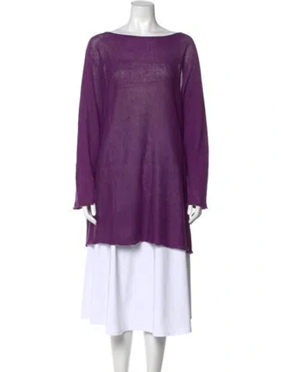 Pre-owned Eskandar Cashmere Bateau Neckline Sweater In Purple