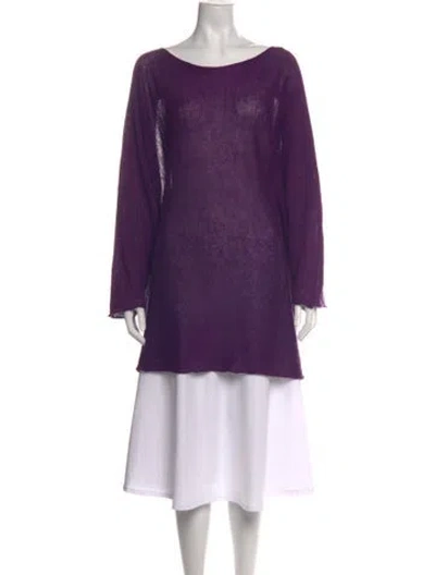 Pre-owned Eskandar Cashmere Bateau Neckline Sweater In Purple