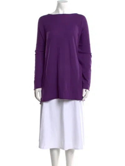 Pre-owned Eskandar Cashmere Bateau Neckline Sweater In Purple