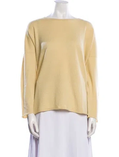 Pre-owned Eskandar Cashmere Bateau Neckline Sweater In Yellow