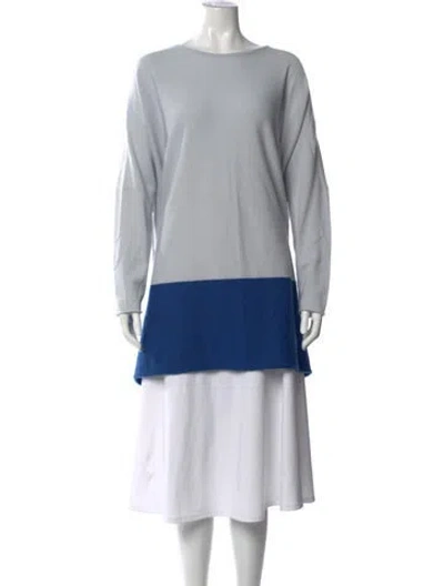 Pre-owned Eskandar Cashmere Colorblock Pattern Sweater In Blue