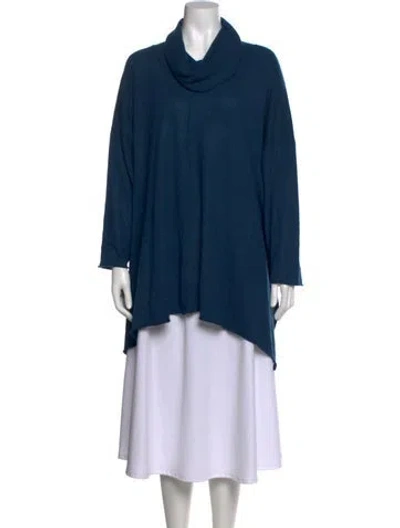 Pre-owned Eskandar Cashmere Cowl Neck Sweater In Blue