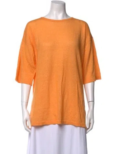 Pre-owned Eskandar Cashmere Crew Neck Top In Orange