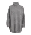 Eskandar Cashmere Diamond-jacquard Wide Sweater In Gray