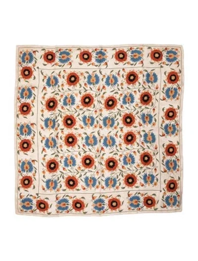 Pre-owned Eskandar Cashmere Floral Print Scarf W/ Tags In Neutral