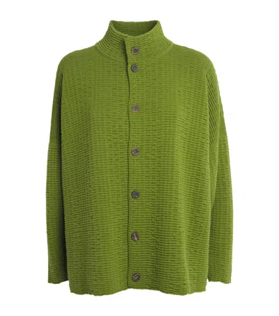 Eskandar Cashmere Funnel-neck Cardigan In Green