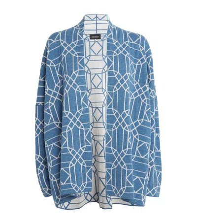 Eskandar Cashmere Geometric Cardigan In Turquoise