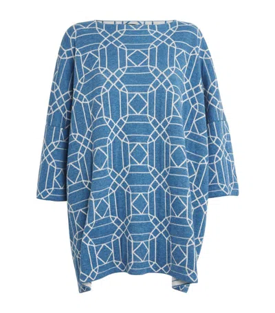 Eskandar Cashmere Geometric Sweater In Turquoise