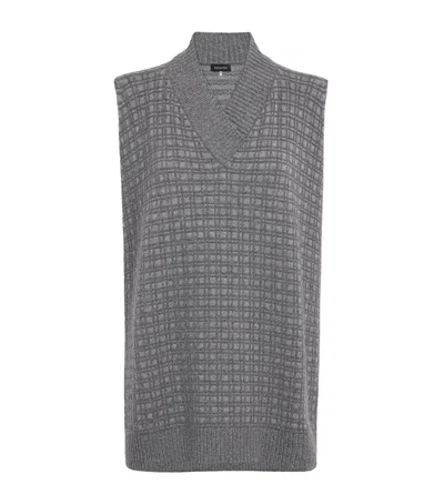 Eskandar Cashmere Jacquard Crossover Sweater Vest In Gray