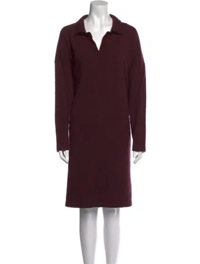 Pre-owned Eskandar Cashmere Knee-length Dress In Burgundy