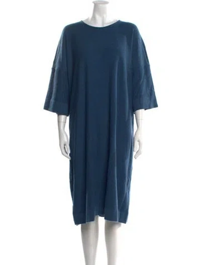 Pre-owned Eskandar Cashmere Midi Length Dress In Blue