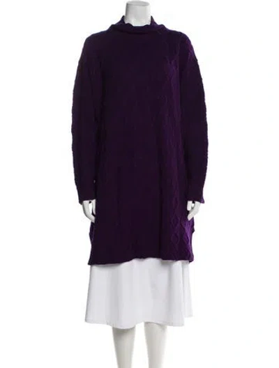 Pre-owned Eskandar Cashmere Mock Neck Sweater In Purple