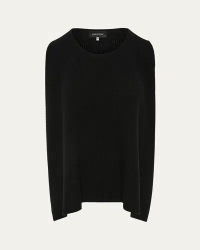 Eskandar Cashmere Moss Stitch A-line Sleeveless Sweater (mid Plus Length) In Black