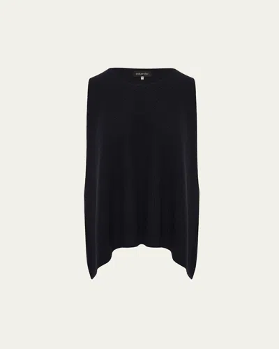 Eskandar Cashmere Moss Stitch A-line Sleeveless Sweater (mid Plus Length) In Black