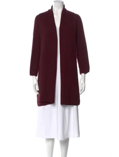 Pre-owned Eskandar Cashmere Open Front Sweater In Burgundy