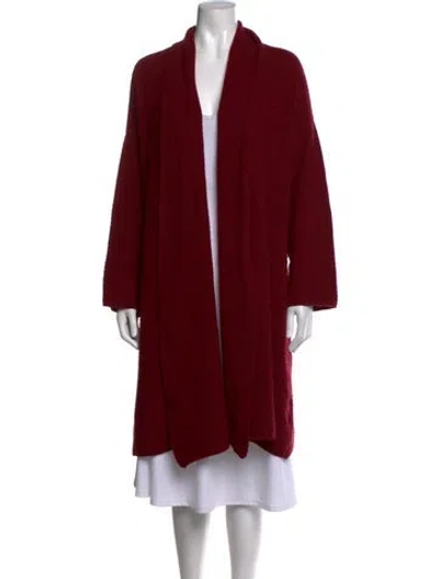 Pre-owned Eskandar Cashmere Open Front Sweater In Burgundy