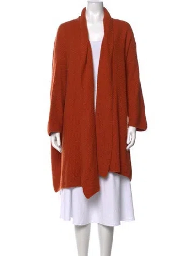 Pre-owned Eskandar Cashmere Open Front Sweater In Orange