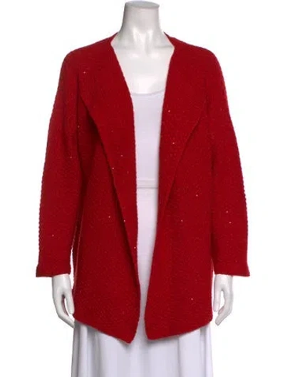 Pre-owned Eskandar Cashmere Open Front Sweater In Red