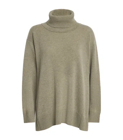 Eskandar Cashmere Panelled Rollneck Sweater In Green