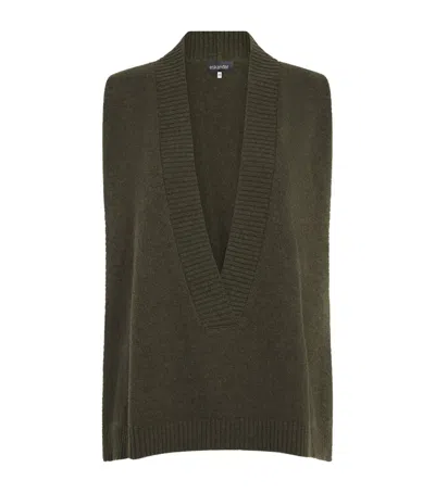 Eskandar Cashmere Plunge-neck Sweater Vest In Green
