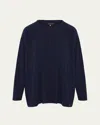 Eskandar Cashmere Raglan-sleeve Round-neck Cardigan (long Length) In Blue