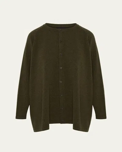 ESKANDAR CASHMERE RAGLAN-SLEEVE ROUND-NECK CARDIGAN (LONG LENGTH)