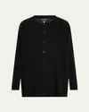 Eskandar Cashmere Raglan-sleeve Round-neck Cardigan (long Length) In Black